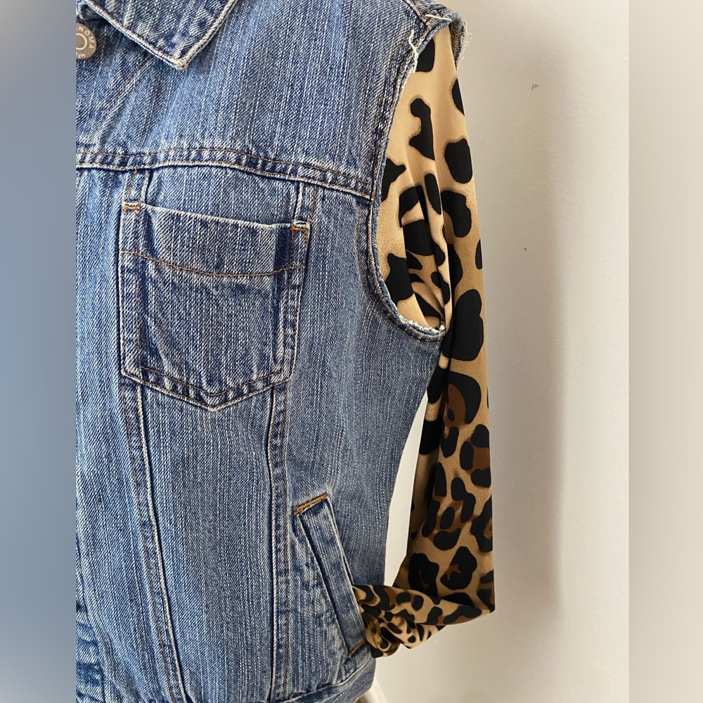 Custom Denim & Leopard Print Jacket - Picture 4 of 6